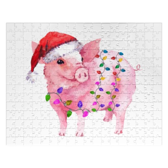 Pig Christmas Light Jigsaw Puzzles