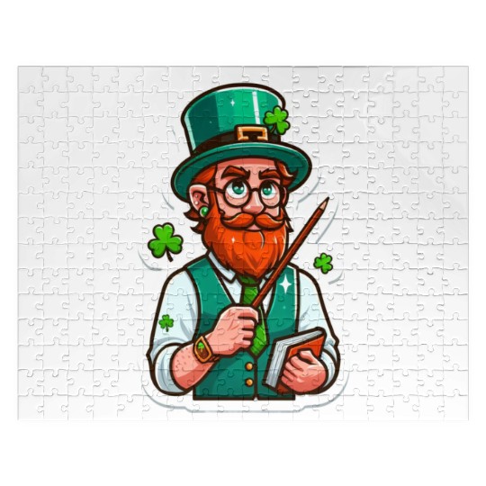 Irish bearded teacher, funny st patricks day Jigsaw Puzzles