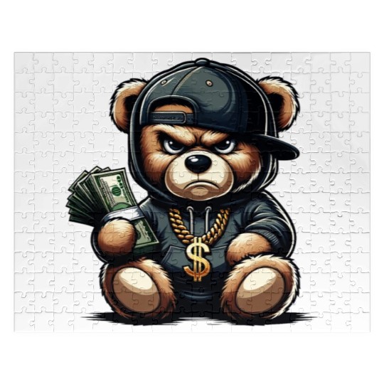 streetwise teddy bear with money Jigsaw Puzzles