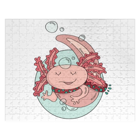 Pastel Axolotl Salamander Cute Lizard Lover Gift Jigsaw Puzzles