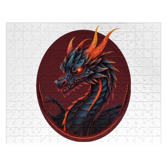 GEOMETRIC DARK DRAGON Jigsaw Puzzles