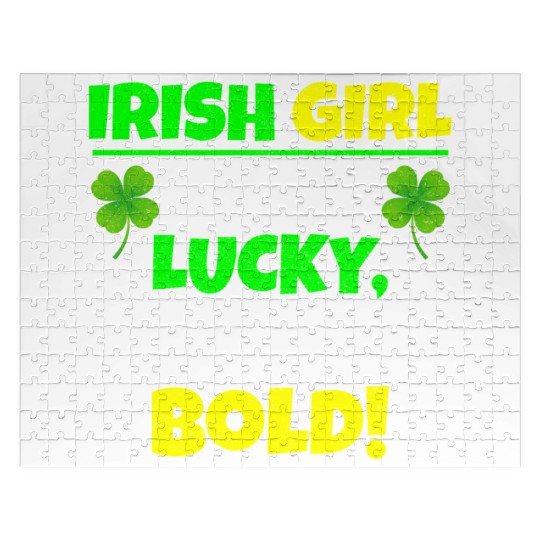 Born Lucky, Raised Bold Irish Girl St Patricks day Jigsaw Puzzles