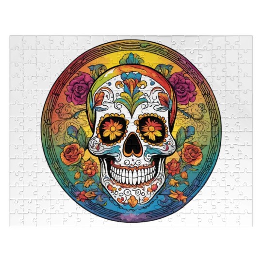 Sugar skull rainbow Jigsaw Puzzles