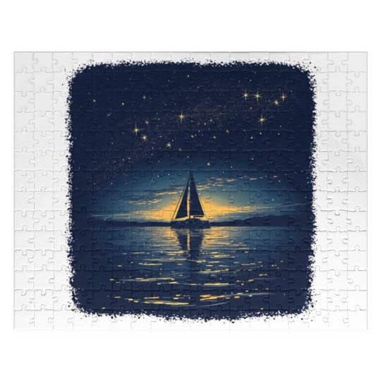 Starry Night Sailing Catamaran Jigsaw Puzzles