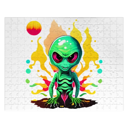 Green Alien Design Jigsaw Puzzles