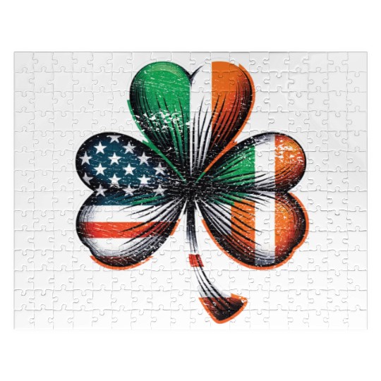 Irish American Shamrock Stars Stripes Jigsaw Puzzles