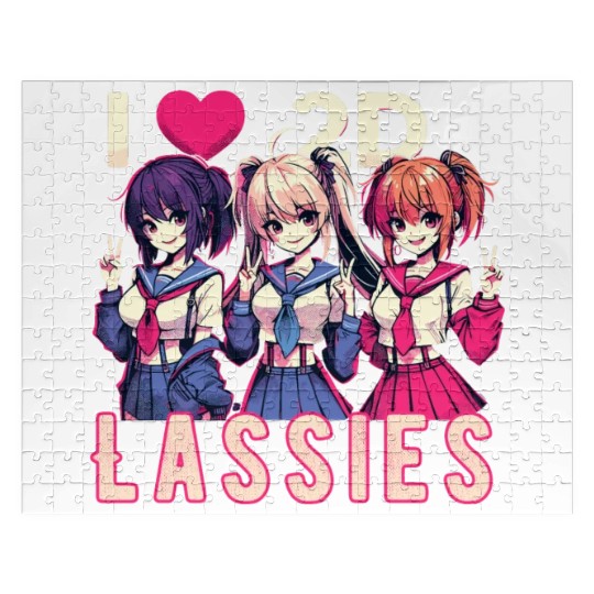 I Love 2D Lassies Anime Manga Waifu Otaku Novel Jigsaw Puzzles