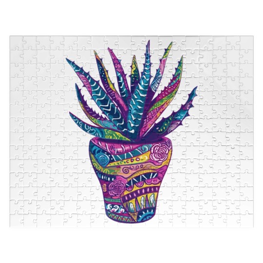 Psychedelic Aloe Vera Succulent Plant Garden Jigsaw Puzzles