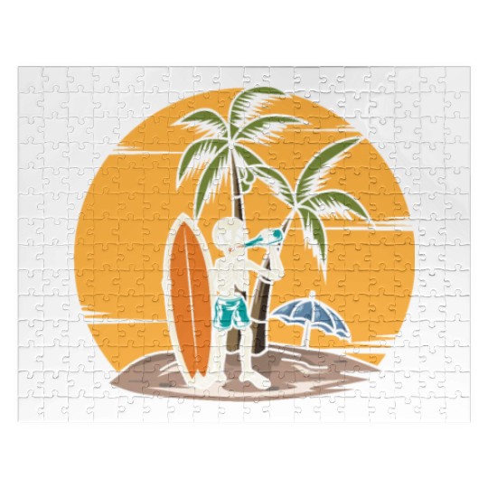 Surfing Surfer Skeleton Skull Nature Jigsaw Puzzles