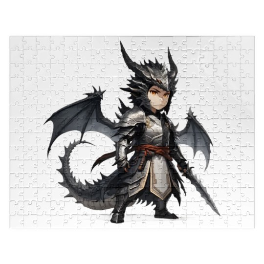 Chibi dragonwarrior Pose in Full armor Jigsaw Puzzles