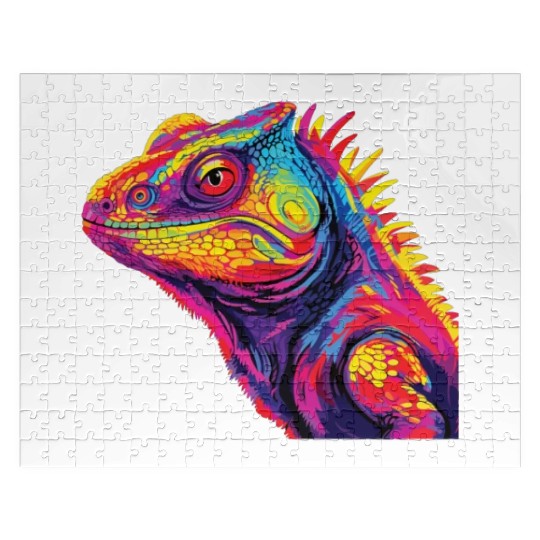 Watercolor Colorful Chameleon Colorful Animals Jigsaw Puzzles