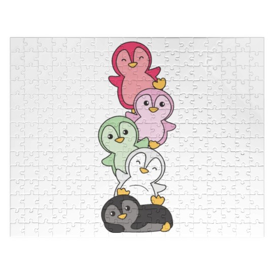 Recipromantic Flag Pride Lgbtq Cute Penguin Jigsaw Puzzles