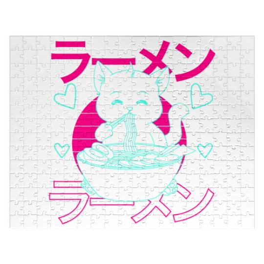 Aesthetic Anime Ramen Cat Retro Japanese Jigsaw Puzzles