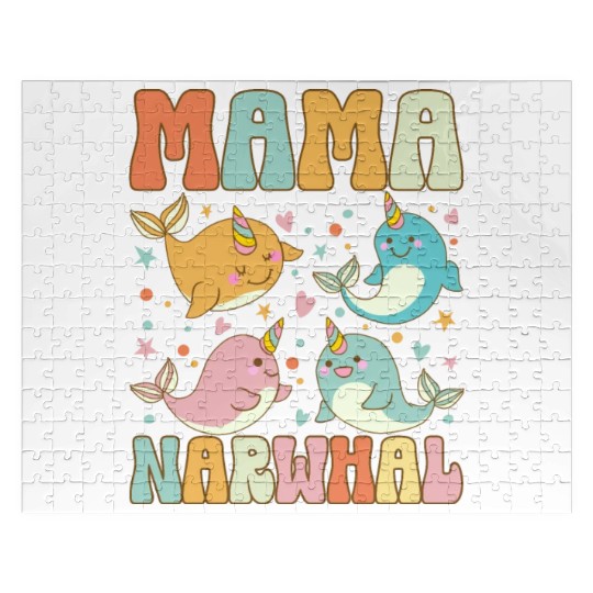 Groovy Narwhal Mom Narwhal Lover Jigsaw Puzzles