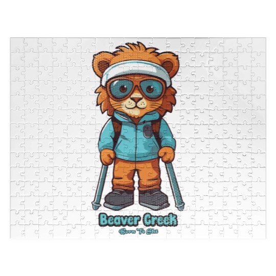 Cute Lion Skiing Beaver Creek Jigsaw Puzzles