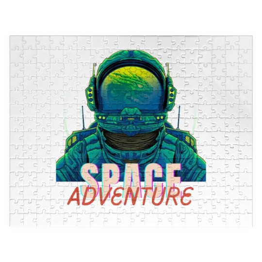 Space Adventure Art (Green Dragon/Astronaut) Jigsaw Puzzles