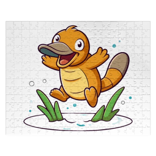 Whimsical Platypus Frolicking in a Pond Jigsaw Puzzles