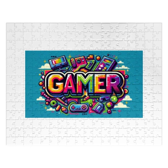 Neon Arcade Retro Gamer Jigsaw Puzzles