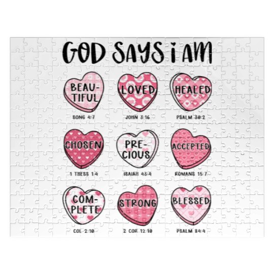 God Says I Am Valentine Candy Hearts Jigsaw Puzzles