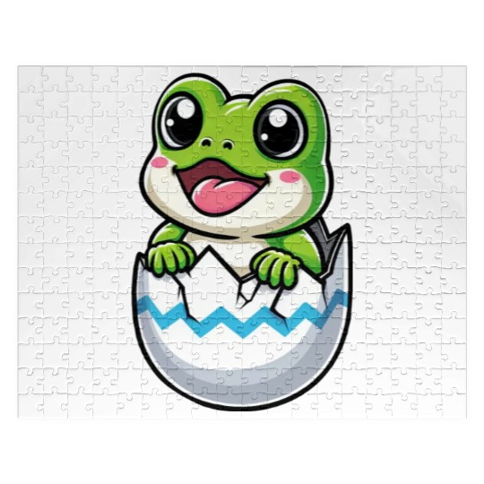 Colorful Easter Egg with Hatching Frog Design Jigsaw Puzzles
