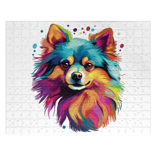 Watercolor Colorful Pomeranian Jigsaw Puzzles