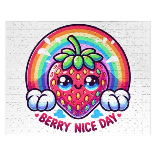 Cute Strawberry, Strawberry Lover, Rainbow Berry Jigsaw Puzzles