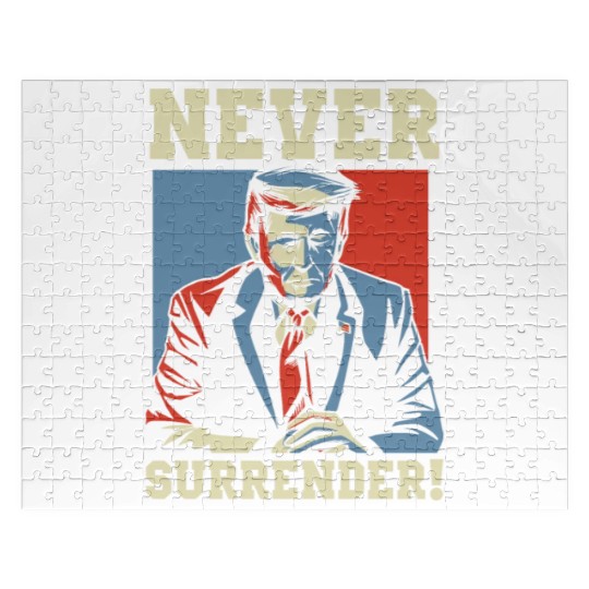 Trump Never Surrender Mug Shot Jigsaw Puzzles