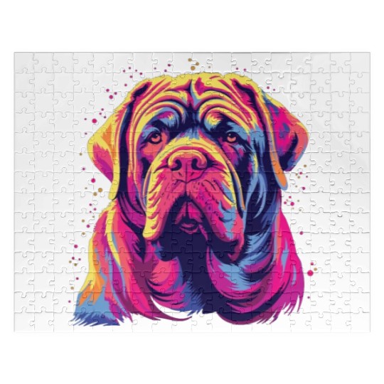 Watercolor Colorful Neapolitan Mastiff Jigsaw Puzzles