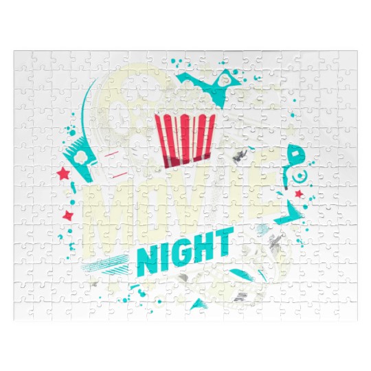 Movie Night Popcorn Film Theatre Cinema Ticket Jigsaw Puzzles
