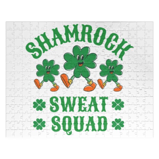 Shamrock Sweat Squad Workout Funny Jigsaw Puzzles