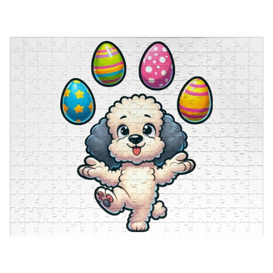Easter Egg Easter Dog Poodle Juggling Juggler Jigsaw Puzzles