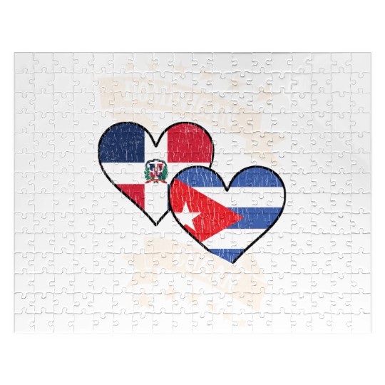 Dominican Cuban Heart Flags Dominican Republic Cub Jigsaw Puzzles