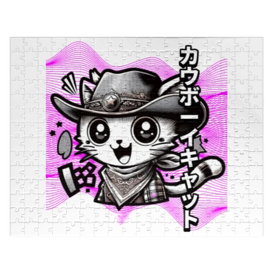 Yeehaw Meow: Manga Cowboy Cat Extravaganza Jigsaw Puzzles