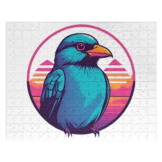 Synthwave Blue Bird 2 Jigsaw Puzzles