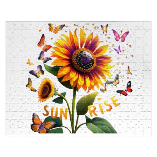 Multicoloured Sunflower at Sunrise Jigsaw Puzzles