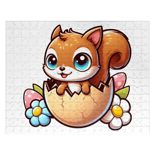 Cute Squirrel with Easter Egg Comic Design Jigsaw Puzzles