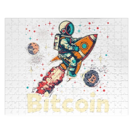Pi day 3.14 Crypto Bitcoin Rocket Riding Astronaut Jigsaw Puzzles