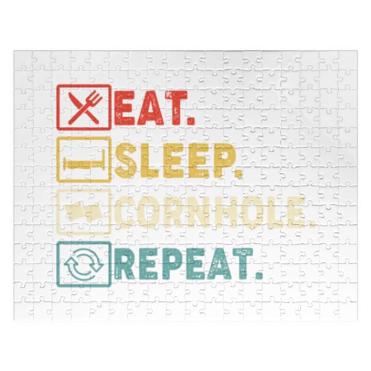 Eat Sleep Cornhole Repeat Jigsaw Puzzles