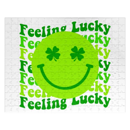 Irish Clover Feeling Lucky Smiling Face Jigsaw Puzzles