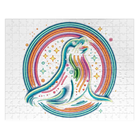 Seal Neon in circle Jigsaw Puzzles