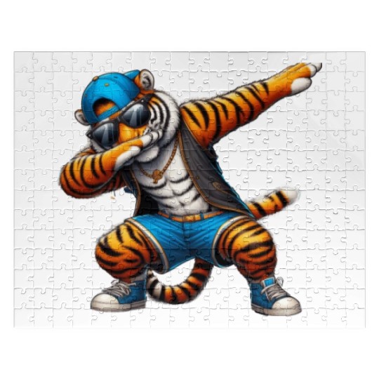 Dabbing Tiger With Sunglasses Cool Dabbing Tiger Jigsaw Puzzles