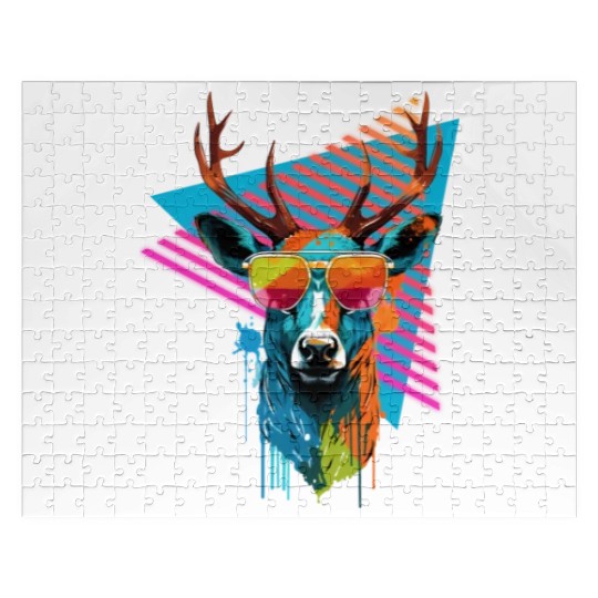 Deer with sunglasses 80s 90s Jigsaw Puzzles