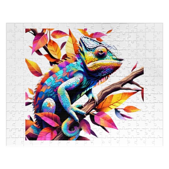 "Kaleidoscopic Chameleon Serenity" Jigsaw Puzzles