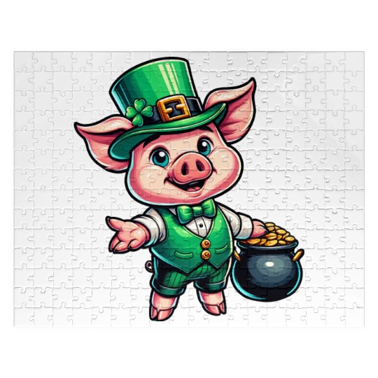 Cute St. Patrick's Piglet Jigsaw Puzzles