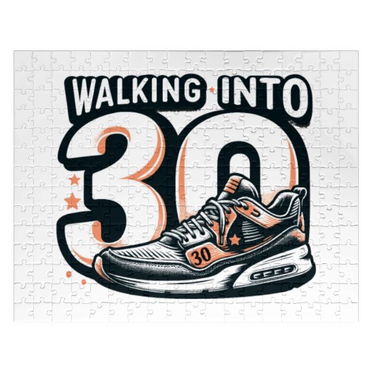Walking into 30 With Dreams Retro Sneaker Birthday Jigsaw Puzzles