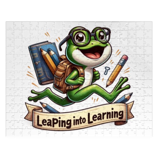 Leaping Into Learning Frog 100 Days of School Jigsaw Puzzles