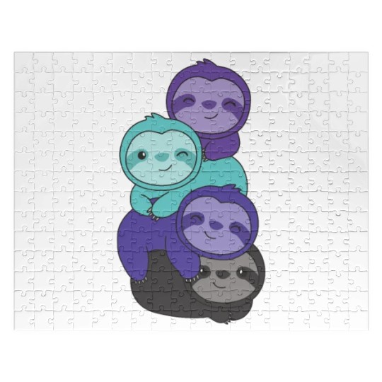 Alexigender Flag Pride Lgbtq Cute Sloth Jigsaw Puzzles