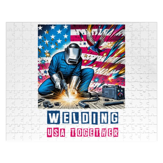 Welding USA Togehter Eagle USA Flag Jigsaw Puzzles