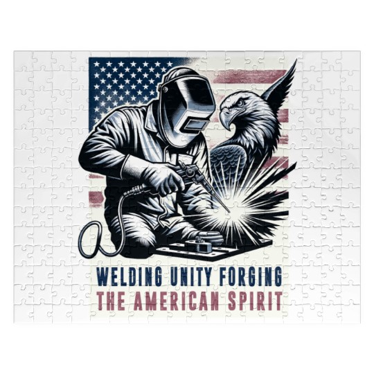 Welding Unity Forging The American Spirit USA Flag Jigsaw Puzzles