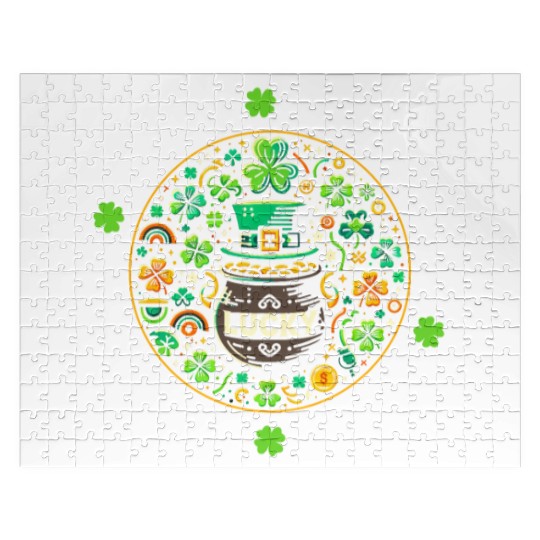St. Patrick's Day Jigsaw Puzzles, Lucky Pot Of Gold Leaf